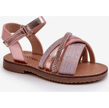 Lesklé Dětské Sandálky Na Suchý Zip Růžové Delphina 23