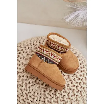 Dámská zimní obuv Dětské Snežné Boty S Vzorovaným Vložkem Zateplené Kožíškem Camel Mirirae 27