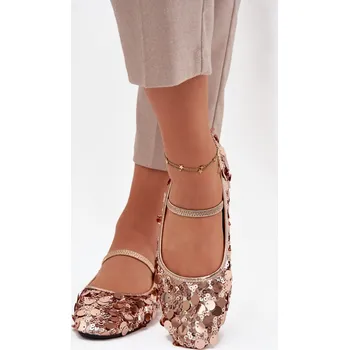 Dámské baleríny Baleríny Ozdobené Flitry Růžové Šampaňské Terlina 39