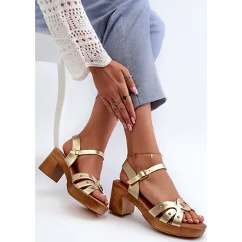 Dámská obuv Dámské sandály na podpatku z eko kůže zlaté Assames 40