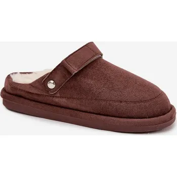 Dámské žabky Dámské pantofle s páskem Vyhřívané s kožešinkou Čokoládové Rilena 39