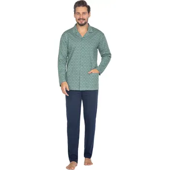 Pánské pyžamo Pyžamo Regina 463 dlouhé/r 2XL-3XL L24 pánské rozepínací modrá 3XL