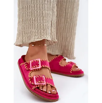 Dámské žabky Dámské Pantofle S Přezkami A Dekorativním Obšitím Fuchsie Visley 39
