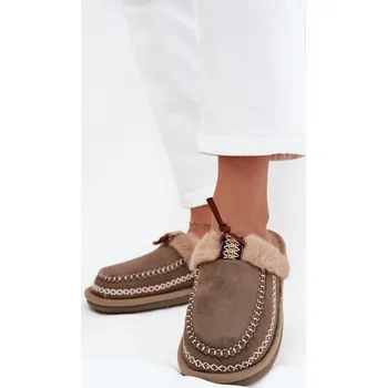 Dámské žabky Dámské pantofle s kožešinou a výšivkou Zelené Perivelle 36