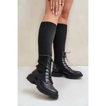 Dámské kozačky Zateplené Kozačky Se Sockenovým Svrškem Černé Iranel 37