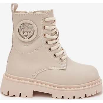 Dámská zimní obuv Dívčí kotníkové boty s ouškem s kožešinou LOVE béžové Rosaira 25