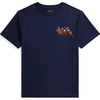 Chlapecké tričko Dětské bavlněné tričko Polo Ralph Lauren tmavomodrá barva, s potiskem, 323A95734002 59X, vel. 163-174