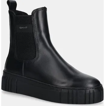 Dámská zimní obuv Kožené kotníkové boty Gant Snowmont dámské, černá barva, na plochém podpatku, zateplené, 31551096 99X, EUR 37