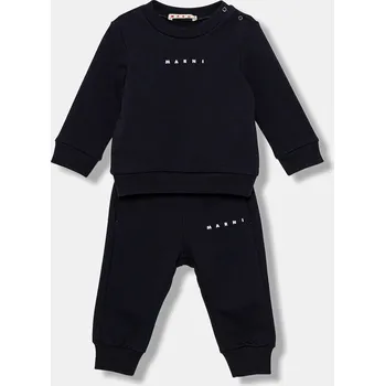 Kojenecká souprava Bavlněná tepláková souprava pro miminka Marni MS1B-SET OVERALLS 2-pack M01607 námořnická modř 59X, vel. 12-18 měsíců