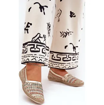 Dámské mokasíny Elegantní Kožené Espadrilky S Pletením Multikolor Zazoo 10178 37