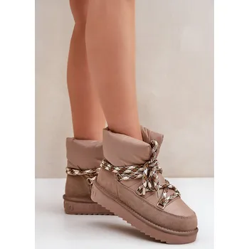 Dívčí sněhule Semišové Sněhule Dámské S Hlavními Šňůrkami D.Franklin DFSH375003 Taupe 40