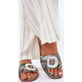 Dámské žabky Ploché dámské pantofle s ozdobnou sponou multikolor Clariola 41