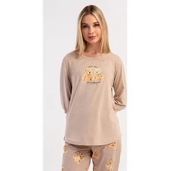 Dámské noční prádlo Dámské pyžamo dlouhé Monika béžová L