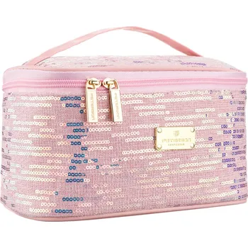 Šperkovnice Peterson cestovní kosmetická taštička ze syntetické látky zdobená flitry Barva: Růžová