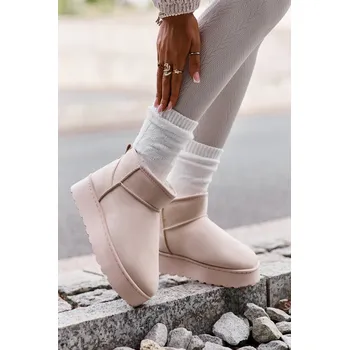 Dívčí sněhule Dámské Sněhule Na Platformě Zateplené Kožíškem Světle Béžové Xamella 39