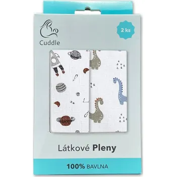 látková plena Dárkové balení bavlněných plen 70x70 Vesmír a Brontosaurus 2ks