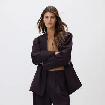 Dámské sako Reserved - Blejzr s&nbsp;příměsí vlny - hnědá - 605HJ-83X - 605HJ-83X-L