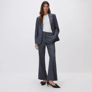 Reserved - Pruhované zvonové kalhoty - tmavě šedá - 349GF-90X - 349GF-90X-XL