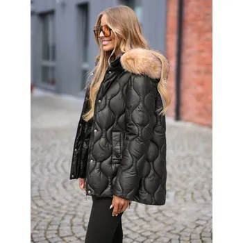 Ozonee Dámská zimní bunda Kofock černo-hnědá XL