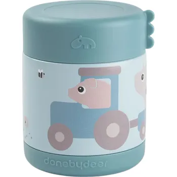 dětská jídelní sada DONE BY DEER dětská termonádoba Tiny Farm - modrá