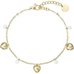 Náramek ocelový s perličkami a srdíčky 43060.1