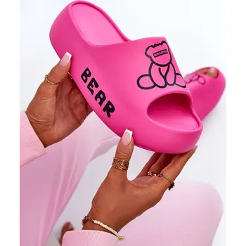 Dámské žabky Dámské pěnové pantofle na masivní podrážce s medvídkem Fuchsia Lamira Velikost: 38/39