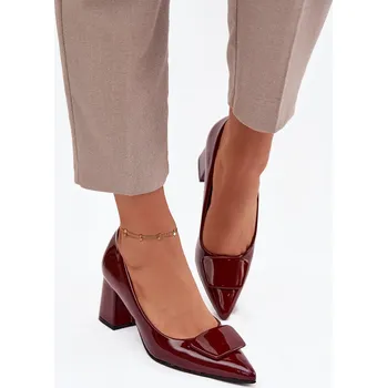 Dámské lodičky Lakované lodičky na sloupku s ozdobou Bordové Isoline 40