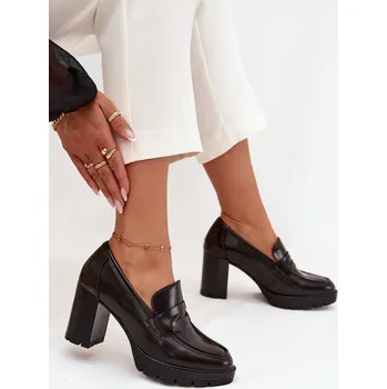 Dámské polobotky Dámské polobotky na sloupku z eko kůže čokoládové Ilyssia 39