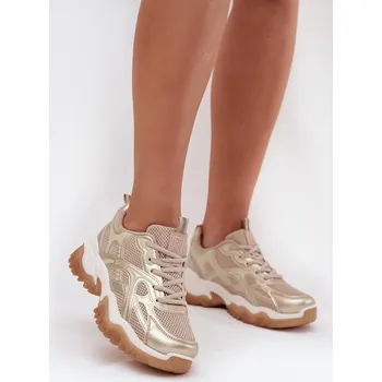 Dámské tenisky Dámské Sportovní Tenisky Big Star SS274014 Béžovo-Zlaté 37