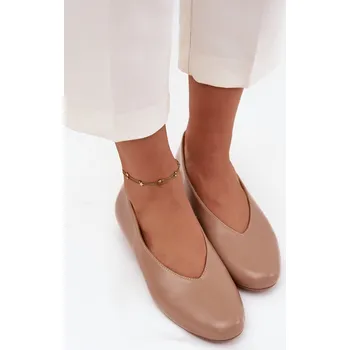 Dámské baleríny Dámské baleríny z ekokůže na ploché podrážce béžové Olyssia 37