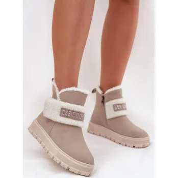 Dámská zimní obuv Zimní boty Dámské z přírodního nubuku s kožichem Lee Cooper LCJ 25 01 3739 Světle šedé 37