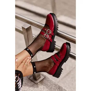 Dámské polobotky Dámské polobotky s pásky lakované bordové Terione 37