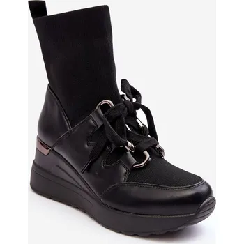 Dámské mokasíny Dámské Botky Na Koturnu Se Soketou Černé Helladina 39