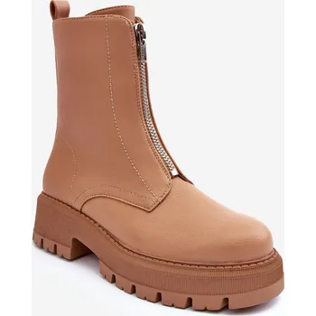 Dámské baleríny Kůže Baleríny Na Ploché Podpatku Se Zipem Camel Vimal 40