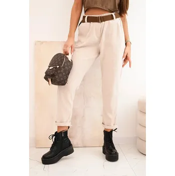 Dámské kalhoty Dámské kalhoty s páskem kordové béžové UNI