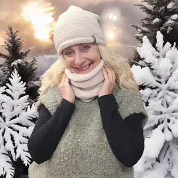 Čepice Zimní set čepice a nákrčník Barva: Bílá káva, Size system: One size