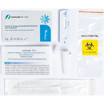 Diagnostický test Safecare 1x Antigenní rychlotest na COVID-19 z přední části nosu - 42 Kč/ks