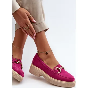 Dámské mokasíny Zazoo 3429 Semišové Dámské Mokasíny S Ozdobou Fuksie 38