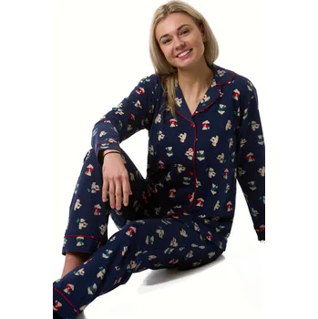 Dámské pyžamo Pyžamo dámské měkké hřejivé modré vánoční medvídci 1B2372 modrá xl