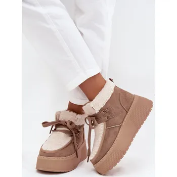 Dívčí obuv Dámské sněhule na platformě s kožešinkou Béžové Florivelle 39