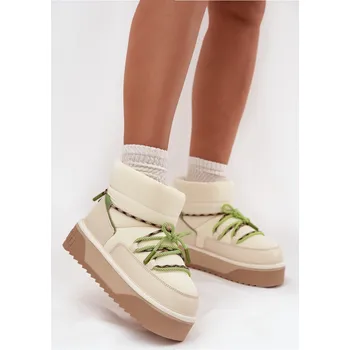 Dívčí obuv Sněhule na platformě D.Franklin DFSH371015 světle béžové 36