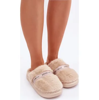 Dámské žabky Kožené pantofle s ozdobným páskem béžové Savalithea 38/39