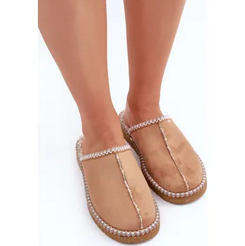 Dámské žabky Pohodlná domácí obuv pantofle s výšivkou dámské Inblu FX000021 Camel 38