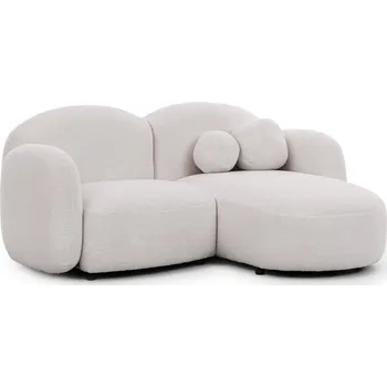 Pohovka Krémová rohová pohovka z textilie bouclé (pravý roh/s lenoškou) Orbit – Ropez ID_1825168