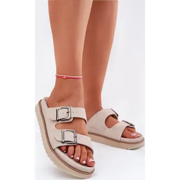 Dámské žabky Dámské Semišové Pantofle S Přezkami Béžové D.Franklin DFSH405001 39