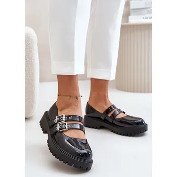 Dámské polobotky Dámské Lakované Polobotky S Pásky Černé Terione 36