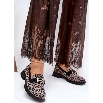 Dámské mokasíny Kožené Lakované Mokasíny Leopard Vinceza 66790 Černé 37