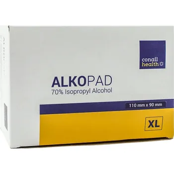 Dezinfekce Conall Health ALKOPAD - gázové čtverečky pro dezinfekci, isopropylalkohol, XL 110x90mm, 100ks