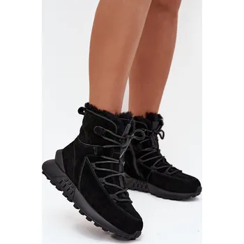 Dámská zimní obuv Semišové Zimní Boty Pro Ženy S Kožíškem Big Star SS274319 Černé 37