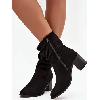 Dámská zimní obuv Dámské kotníkové boty s mašlí na podpatku S.Barski HY52-516 černé 37